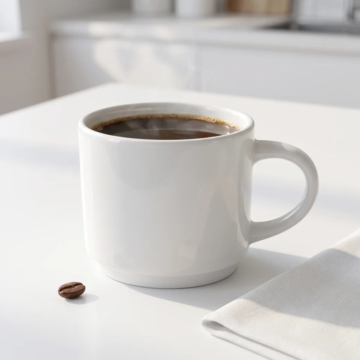 Klassische weiße Kaffeetasse – Minimalistische Keramiktasse für Tee und Kaffee