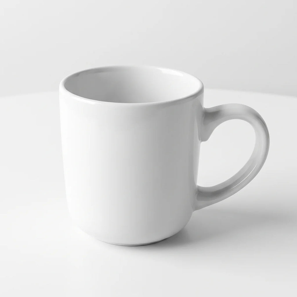 Kaffeetasse aus weißem Steinzeug (einfarbig) – 13 oz / 369 ml