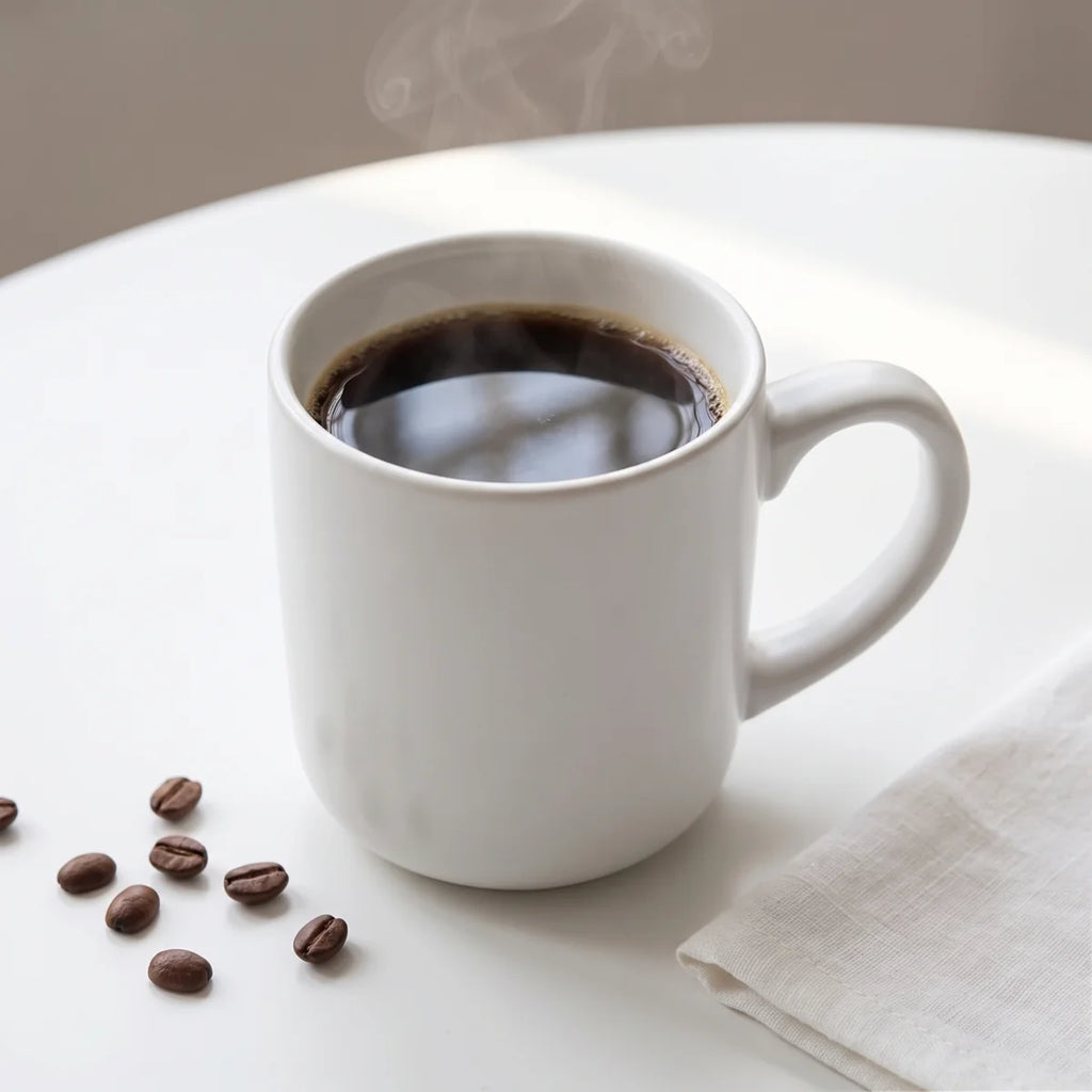 Kaffeetasse aus weißem Steinzeug (einfarbig) – 13 oz / 369 ml